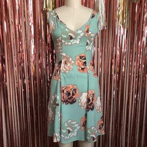 Mint Green Satin Floral Dress